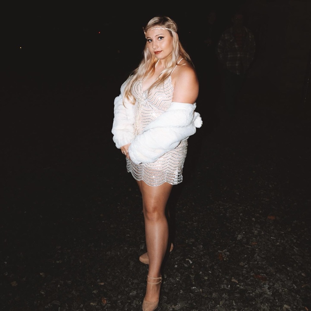 Lulus Lele White and Silver Sequin Mini Dress